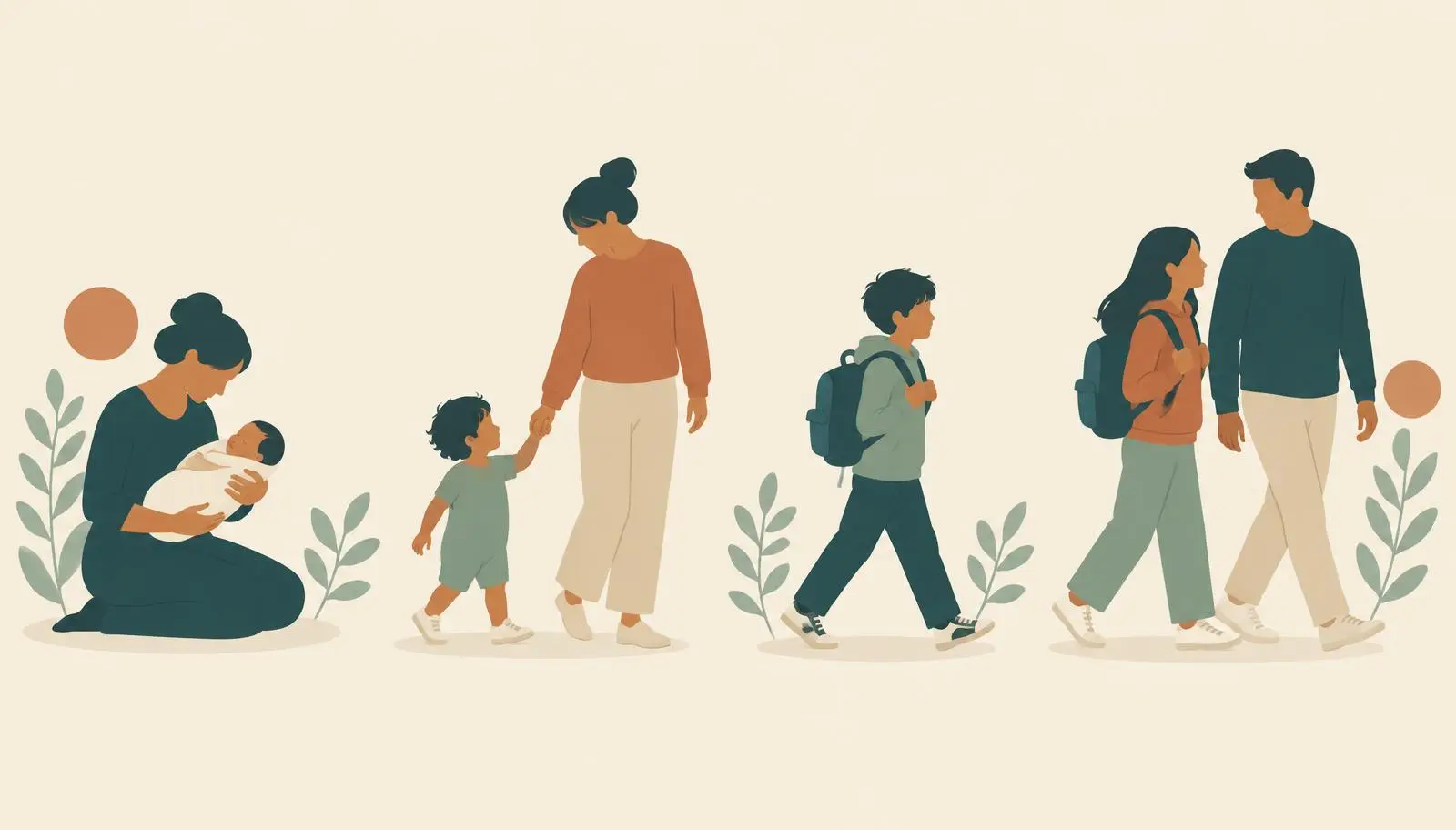 Una familia creciendo junta a lo largo de la infancia